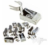 10 x Conectores RJ45 Shielded CAT6/CAT6A/CAT7 Crimpados En Dos Piezas STP