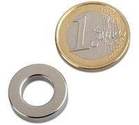 10 x Imán Anillo Aro magnético Ø 18/10 mm, Altura 4 mm Neodimio N40, niquelado - Fuerza de sujeción 2,5 kg - 10 Piezas - Anillos magnéticos Imanes permanentes de Tierras Raras