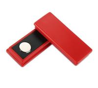 10 x Iman de oficina plastificado 55 x 22,5 x 8,5 mm con imanes de neodimio - 6 colores surtidos - 10 piezas - Imanes para tablón magnético/para nevera, color:rojo