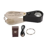 10 x joyeros loupe de cristal de aumento profesional con LED y lentes luminosas de 21 mm para tamaño de bolsillo portátil para monedas de joyería relojes