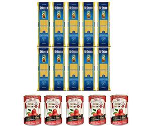 10 x Pasta de Cecco 100% italiano, 11 pasta de 500 g + Italian Gourmet 100% latas de tomate peladas italianas 5 x 400 g