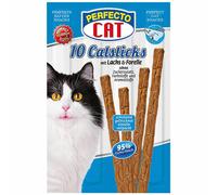 10 X Perfecto Cat Sticks Comida Premios Salmón Trucha Aperitivos Cuidado Dental