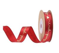 10 Yard Bouquet Decoration Thank You Letter Ribbon Love Heart DIY Bowknot Cake Packaging Box Wrapping(Wine red)