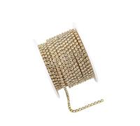 10 yardas de 2,5 mm de cinta de diamantes de imitación para coser, cinta de lentejuelas para manualidades, bisutería, costura, bricolaje, decoración de bodas (dorada)