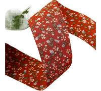 10 Yards 16/25/38MM Double Sided Flower Printed Cotton Floral Ribbon Polyester For Handmade Packing DIY Hair Bow(Brick red,25MM)