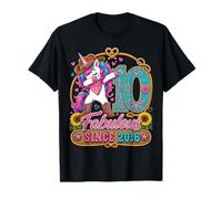 10 Years Old Western Unicorn Dabbing 10th Birthday Cowgirl Camiseta