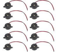 10 zumbadores electrónicos, 3-24 V, componentes electrónicos, zumbador y altavoz, zumbador activo, 85 - 95 dB, sonido piezoeléctrico, alarma de zumbido, longitud del cable 100 mm