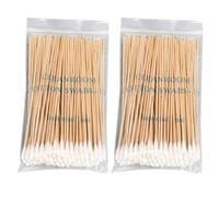 100/200 bastoncillos de algodón con mango de madera de 15,2 cm de largo, aplicador de varillas estériles de limpieza de una sola cabeza para maquillaje limpio de heridas