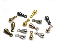 100-200 piezas de cuentas de extremo de gota de agua de metal de cobre para bricolaje extensor cadena de cola colgante fabricación de joyas accesorios de collar-mixto-3x9 mm 100 piezas