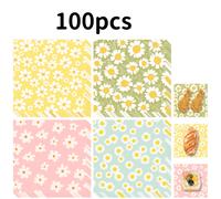 100/200 piezas de papel antiadherente para pan, 18*18 cm, diseño floral primaveral con margaritas y otros estampados de flores, para de , , Día de San Valentín, y otras ocasiones de