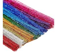 100/200 Uds tubo de vástago chenilla DIY juguetes creativos palitos limpiadores Material hecho a mano tiras felpa Para Artesanales(Glitter color mix,200PCS)