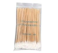 100/200 unidades de bastoncillos de algodón de 6 pulgadas con mango de madera de una sola cabeza aplicador estéril para limpieza de heridas, maquillaje bastoncillos de algodón con mango largo de