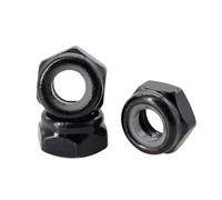 100-50 Uds M2 .5 M3 M4 M5 M6 M8 M10 M12 304 Tuerca De Seguridad Chapada En Zinc Negro Acero Inoxidable Hexagonal Nailon Antideslizante(Black Zinc,M5 (100Pcs))