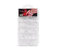 100/500 Uñas postizas acrílicas cortas francesas con acento de media luna fácil de aplicar, puntas de arte, accesorios de manicura blanca
