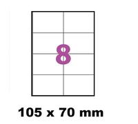 100 A4 hoja 8 pegatina 105 x 70 mm etiqueta adhesiva etiqueta de papel para una impresora de chorro de tinta y láser