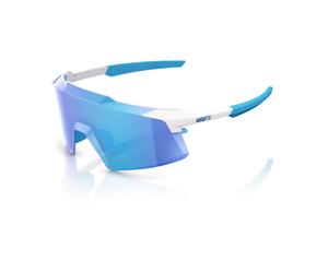 100% Aerocraft Glasses - Matte White / HiPER Blue Mirror Lens Clothing NUEVO