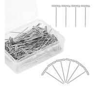 100 agujas en T para tensar agujas de acero inoxidable rectas para pelucas con una caja de plástico, alfileres en T de acero fuerte para bloquear pelucas, costura, manualidades