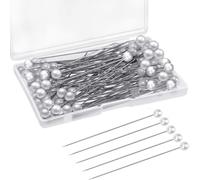 100 agujas redondas de imitación de perlas, agujas de flores de perlas de boda, agujas de cabeza recta, para costura, componentes de joyería de boda, decoración