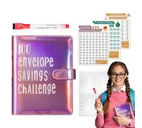 100 Ahorros Challenge Binder,Sobre Ahorro Challenge Libro - Monedero de libros para ahorrar dinero - Lindo desafío de dinero Sobres de dinero Budget Boletín con rastreador para ahorrar dinero