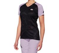 100% Airmatic Black/Lavender Jersey de bicicleta de manga corta para damas, negro/morado, Talla S