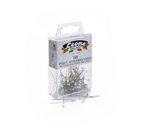 100 alfileres con Cabeza de Cristal Blanco (0,60 x 30 mm) - Caja para Colgar