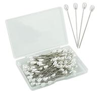 100 alfileres de costura de perlas en forma de lágrima, 2 pulgadas para sombrero recto y ramillete para ramos de boda y manualidades