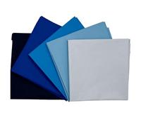 100% Algodón Percal Liso Paquete de 5 Retales de Tela de Diseñador FQ Paquetes de Tela para Costura, Patchwork, Colchas | 48,3 x 50,8 cm (50cm x 52cm) (Sintiendo Azul)