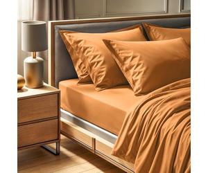 100% algodón Ranforce Single Fitted Sheet (100 x 200+30 cm), 155 Thread Count, Orange | Machine Washable at 30°C | Soft, Durable & Stylish Bedding
