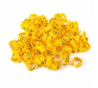 100 anillos amarillos de 20 mm para patas de aves de corral, bandas de identificación de pato de pollo, bandas de plástico para patas de ganso y paloma