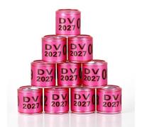 100 Anillos para Palomas, de Aluminio, Multicolor, para identificar Las Patas, de plástico, con 2027 DV para Entrenar la identificación de los pájaros, Color Rosa Rojo