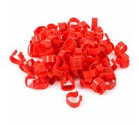 100 anillos rojos de 16 mm para patas de aves de corral, bandas de identificación de pato de pollo, bandas de plástico para patas de ganso y paloma