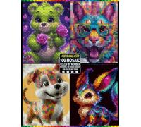 100 Animals Mystery Mosaic Color by Number: Hidden Animal Designs with Rectangles, Triangles, Hexagons and Polygons for Relaxation, Stress Relief and Mindful Coloring for Adults & Teens