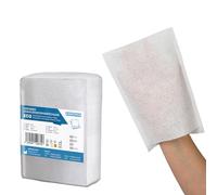 100 ARNOMED manoplas de baño desechables moletón, manoplas desechables secas para bebés, niños y adultos, toallitas desechables individuales 60g/m², blancas y suaves para la higiene personal