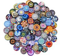 100 Baldosas de Vidrio de Colores Mixtos de 25mm - Mosaicos Redondos de Cristal para Joyería y Decoración - Serie Floral