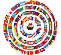 100 banderas de palillo de dientes de diferentes países con banderas de palillo de dientes de doble cara, banderas europeas de Eurovisión, decoración de fiesta, cóctel, fruta, cupcakes, decoración