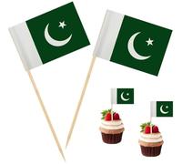 100 banderas de palillos de dientes de la bandera de Pakistán, palillos de cóctel, mini palillos para cupcakes, decoración de fiestas, celebraciones, cócteles, bares, tartas