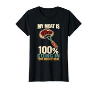 100% Barbacoa ahumador de Carne a la Parrilla Camiseta gráfica económica, Mujer, Negro, XL