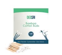 100 bastoncillos de algodón de bambú de alta calidad, 100% biodegradable y sin plástico, gran alternativa a los bastoncillos de algodón de plástico, puntas Q, hisopos, auriculares (100 unidades)