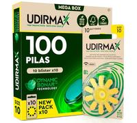 100 Baterías para Audífonos Tamaño 10 Amarillas Udirmax PR70 - Pilas Zinc-Aire 1,45V Tecnología Dynamic Sonar - Formato Eco Pack - 10 Blísteres Ecológicos de 10 Pilas