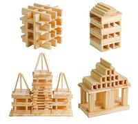 100 bloques de construcción de madera natural, bloques de construcción de Arquímedes, juguete científico para bricolaje, rompecabezas 3D, juguete educativo, juego de apilamiento de madera, bloques de