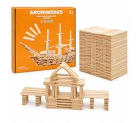 100 Bloques de Construcción de Madera Natural Montessori, 100 x 20 x 7 mm