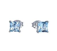 100% Blue Topaz Women For Bride Fine Jewelry Square Zircon Wedding Stud Earrings