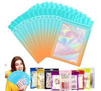 100 Bolsa de Embalaje de Mylar Papel Aluminio con Cremallera,10x15cm Azul y Naranja Resellables Transparencia Bolsas Planas Prueba de Olor,para Café Fruta Dulces Comida Joyería Galletas Almacenamiento