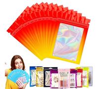 100 Bolsa de Embalaje de Mylar Papel Aluminio con Cremallera,10x15cm Rojo Amarillo Resellables Transparencia Bolsas Planas Prueba de Olor,para Café Fruta Dulces Comida Joyería Galletas Almacenamiento