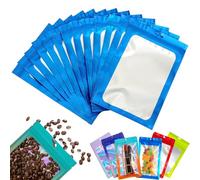 100 Bolsa de Embalaje de Mylar Papel Aluminio con Cremallera,12x18cm Azul Resellables Transparencia Bolsas Planas Prueba de Olor,para Café Fruta Dulces Comida Joyería Galletas Almacenamiento