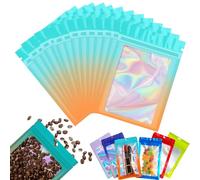100 Bolsa de Embalaje de Mylar Papel Aluminio con Cremallera,12x18cm Azul y Naranja Resellables Transparencia Bolsas Planas Prueba de Olor,para Café Fruta Dulces Comida Joyería Galletas Almacenamiento