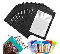 100 Bolsa de Embalaje de Mylar Papel Aluminio con Cremallera,12x18cm Negro Resellables Transparencia Bolsas Planas Prueba de Olor,para Café Fruta Dulces Comida Joyería Galletas Almacenamiento
