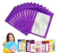 100 Bolsa de Embalaje de Mylar Papel Aluminio con Cremallera,7x10cm Morado Resellables Transparencia Bolsas Planas Prueba de Olor,para Café Fruta Dulces Comida Joyería Galletas Almacenamiento