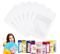100 Bolsa de Embalaje de Mylar Papel Aluminio con Cremallera,9x12cm Blanco Resellables Transparencia Bolsas Planas Prueba de Olor,para Café Fruta Dulces Comida Joyería Galletas Almacenamiento
