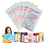100 Bolsa de Embalaje de Mylar Papel Aluminio con Cremallera,9x12cm Holográfico Resellables Transparencia Bolsas Planas Prueba de Olor,para Café Fruta Dulces Comida Joyería Galletas Almacenamiento